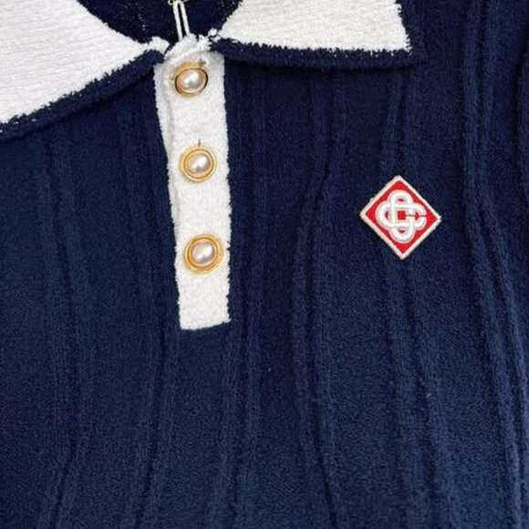 Casablanca Men New Season Rib Boucle Knit Polo Shirt Small Size - Picture 2 of 2